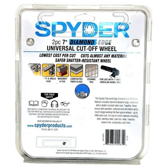 Spyder 6 Wheels Bonus Premium Diamond Edge 7" Universal Cut-Off Wheel 3 Pk Lot - Picture 4 of 4